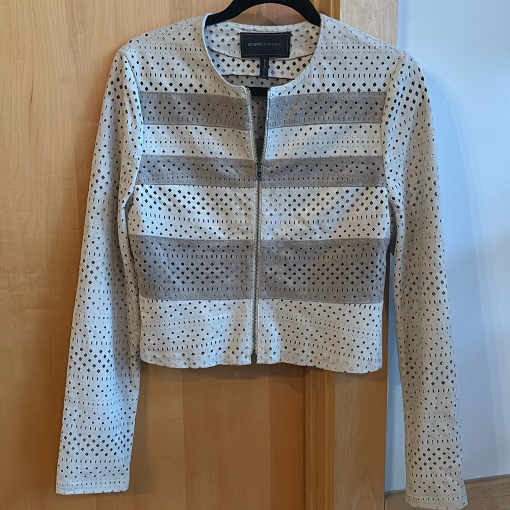 BCBG Maxazria Women’s Jacket (size Medium, suede like texture)